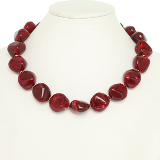 Marbled Chunky Stone Bead Necklace