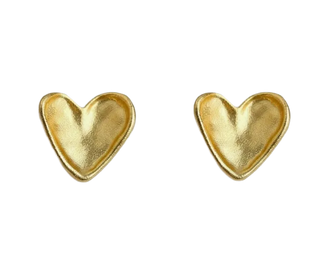 Vintage Inspired Gold-Toned Textured Heart Stud Earrings