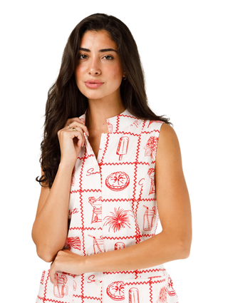 Holly Shae Miller Dress Summer Print Red White