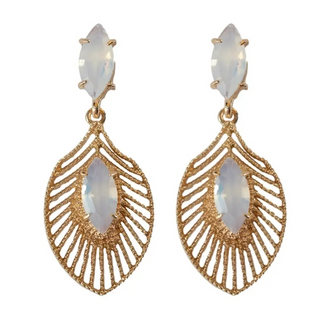 Rose Gold and Frosted Quartz Palm Statement Earring