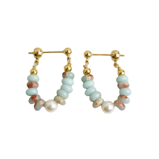 CAMILLA DOVEY Beaded Emperor Stone And Freshwater Pearl Earrings Monkee's of Willamsburg