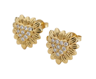 Charming Heart-Shaped Floral Drop Earrings