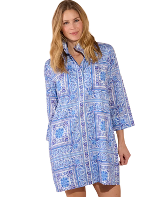 Helen Dress-Palace Tapestry Periwinkle