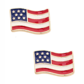 Monkee's of Willamsburg CANVAS STYLE American Flag Enamel Stud Earrings