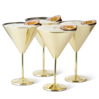 4 Matte Gold Martini Cocktail Glasses