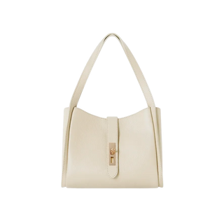 Genuine Leather Shoulder Tote Bag– Cream