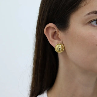 Tufted Texture Stud Earrings - 24k Gold Plated