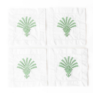 Deco Palm Embroidered Cocktail Napkin Set