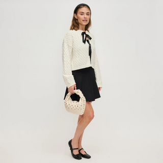 Tracy - Studded Knot Clutch - Oatmilk