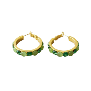 CAMILLA DOVEY Elegant Green Zircon Hoop Earrings Monkee's of Willamsburg
