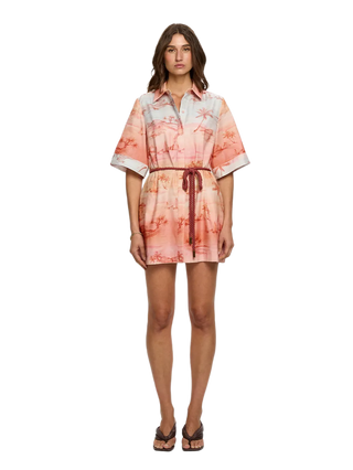 Monkee's of Willamsburg Kivari Sunset Shirt Mini Dress