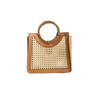 women's handbag Rattan Cane Weave Handbag w/ Round Handle by The Winding Road from Monkee's of Williamsburg