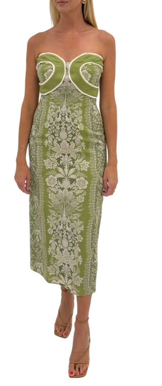 Hayden Midi Dress-Green Lace