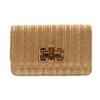 LISI LERCH Lilly - Gold Woven Straw Clutch - Bamboo Toggle Monkee's of Willamsburg
