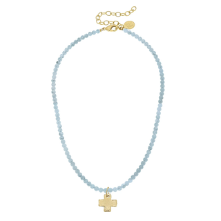 SUSAN SHAW Alys Cross Necklace-Light Blue Monkee's of Willamsburg