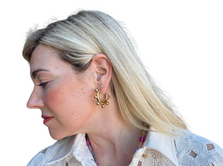 Hoop Earrings - Medium - Gold-Plated Balls - Naomi