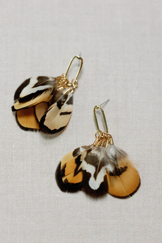 Quail Feather Tassel Statement Earrings
