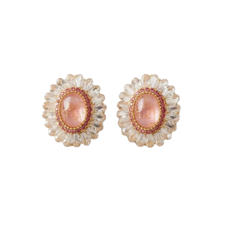 CAMILLA DOVEY Silver Needle Crystal Oval Earrings Monkee's of Willamsburg