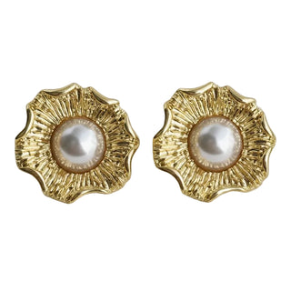 Baroque Floral Pearl Drop Earrings