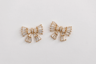 Gold Maxi Sparkler Statement Stud Bow Earring