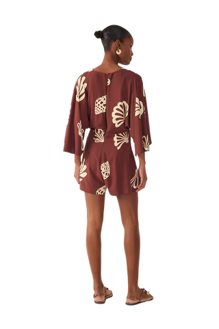 Brown Maritime Front Ties Romper