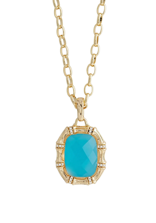 Bamboo With Stone Pendant Necklace - Gemstones