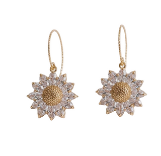 Zircon Sunflower Stud Earrings