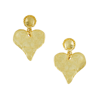 women's jewelry piece Gold Heart with Beaded Top Earrings by SUSAN SHAW from Monkee's of Williamsburg