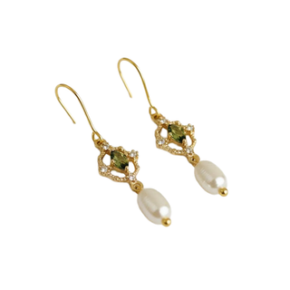 CAMILLA DOVEY Freshwater Pearl And Zirconia Long Drop Earrings Monkee's of Willamsburg