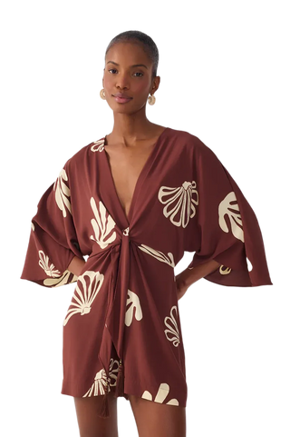 Brown Maritime Front Ties Romper