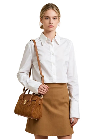 Genuine Leather Bag with Suede
