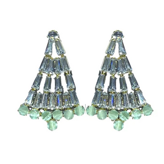 Crystal and Chalcedony Christmas Tree Earrings
