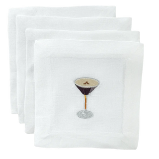 Linen Embroidered Cocktail Napkins