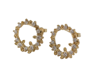 Geometric Blossom Drop Earrings with Zirconia