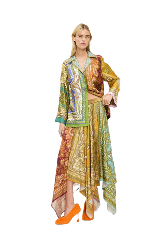Clemenza Spliced Silk Shirt