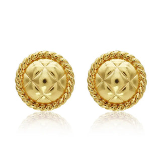 Tufted Texture Stud Earrings - 24k Gold Plated