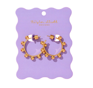 Hoop Earrings - Medium - Gold-Plated w/ Round Balls - Dottie