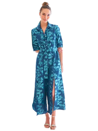 Laine Dress Wedding Guest Jacquard - Lily Pad