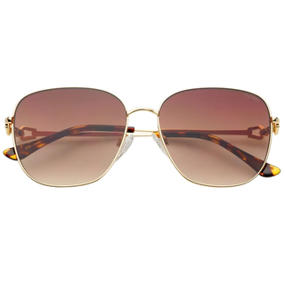 Lea Womens Round Sunglasses - Gold / Brown