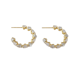 CAMILLA DOVEY Gold Plated Geometric Hoop Earrings Monkee's of Willamsburg