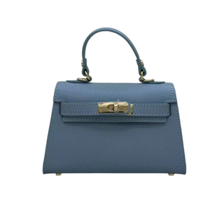 NANABAGS Genuine Saffiano Leather Handbag With Strap - Azzurro Monkee's of Willamsburg