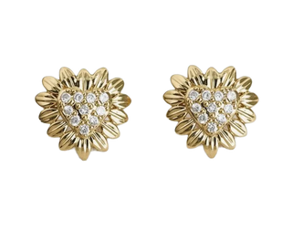 Charming Heart-Shaped Floral Drop Earrings