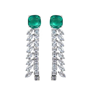 Emerald Green Crystal Cascade Earrings