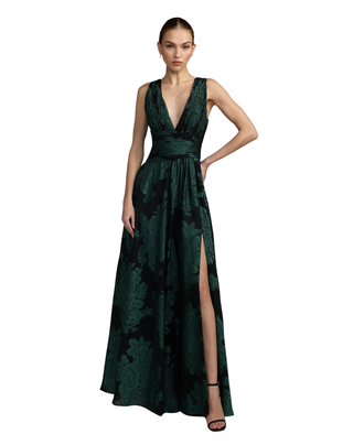 MAC DUGGAL Burnout Chiffon Sleeveless V Neck A Line Gown Monkee's of Willamsburg
