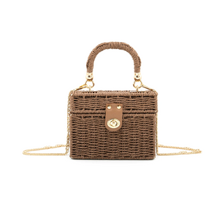 Lagos Rattan Bag - Chocolate