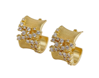 Irregular Cubic Zirconia C-Hoop Earrings