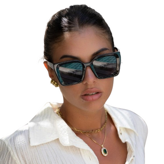 Coco Acetate Womens Square Sunglasses-Black