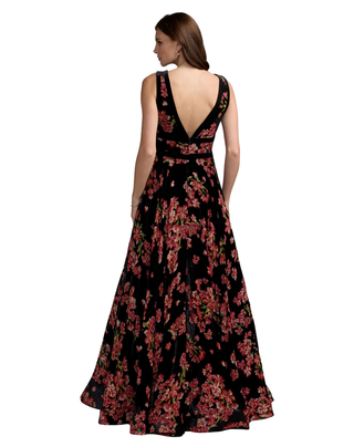 MAC DUGGAL Sleeveless Velvet Plunge Neck Bow Detail Ballgown Monkee's of Willamsburg