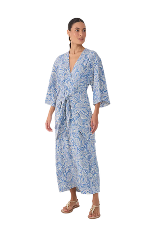 Serene Paisley Tie Front Maxi Dress