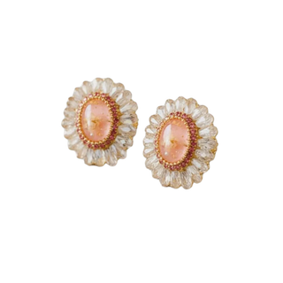 CAMILLA DOVEY Silver Needle Crystal Oval Earrings Monkee's of Willamsburg